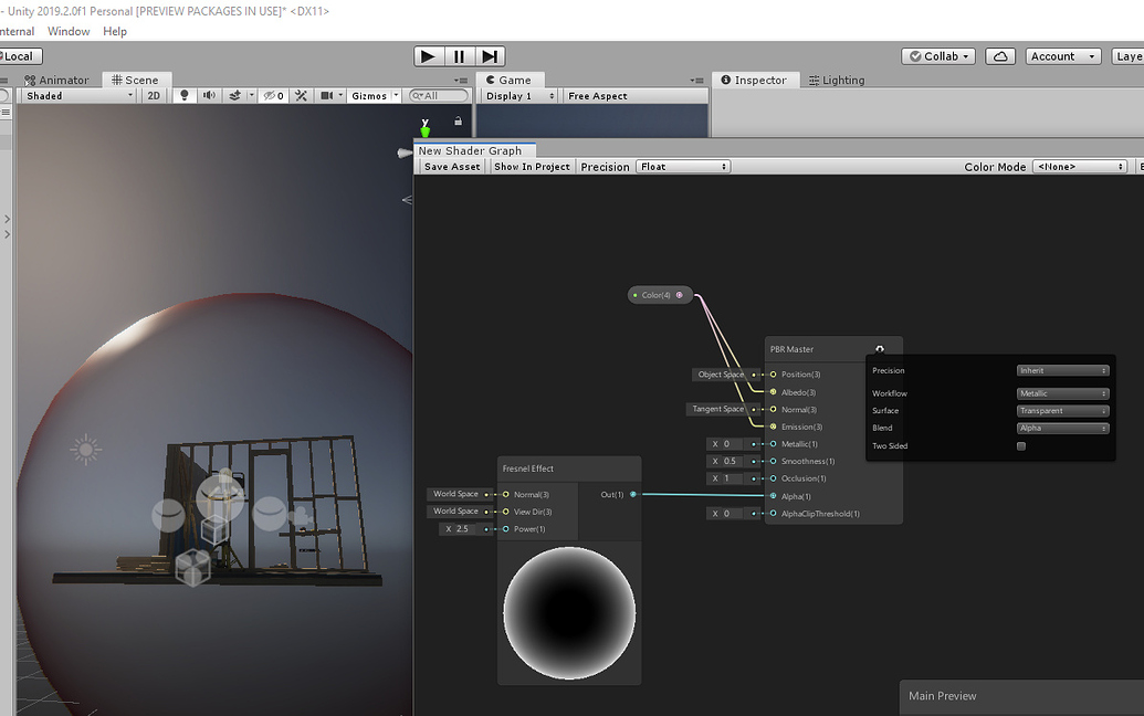 Fresnel Effect Not showing correctly in Unity 2019.2.0f1 - Real Time VFX