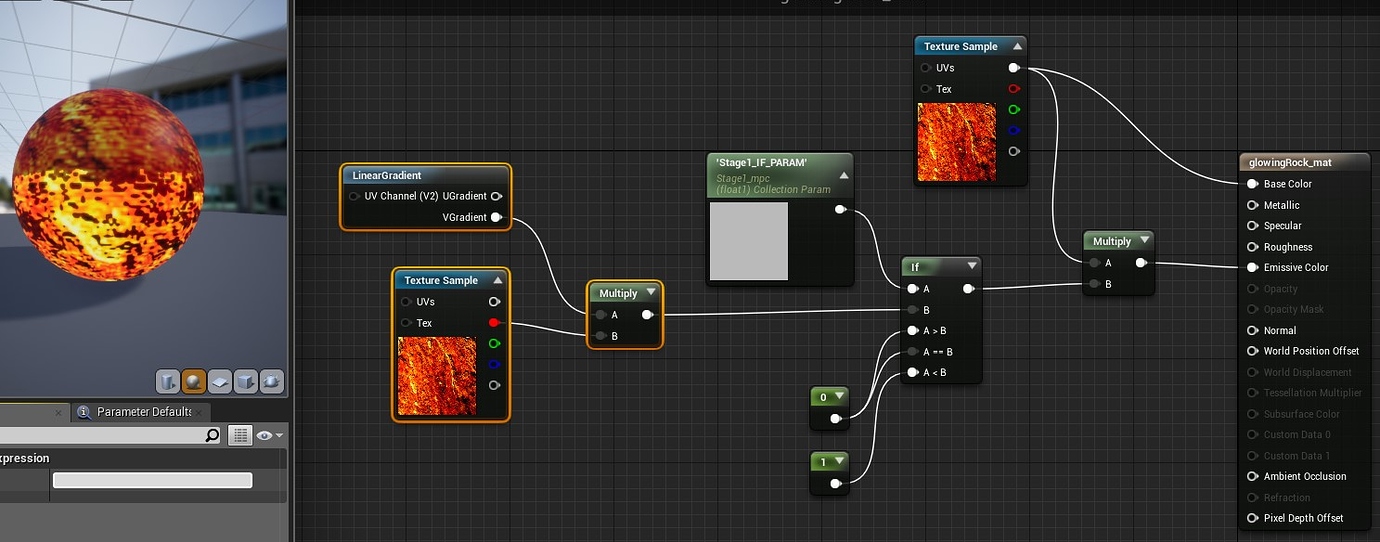 Trying to create glowing rock material - Real Time VFX
