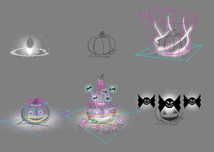 Pumpkin VFX concept with layer over of meshes