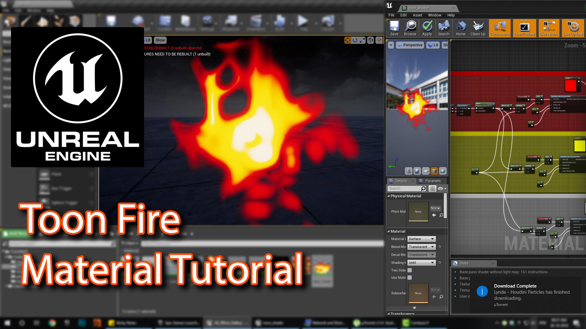 Material is fire. Fire toon. Fire material. VFX Unreal engine.